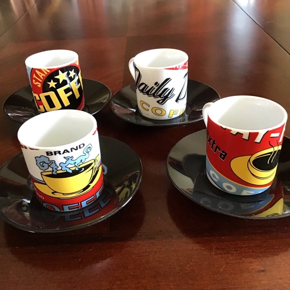 NEW Espresso Cups with Saucers (Set of 4) - Picture 3 of 3